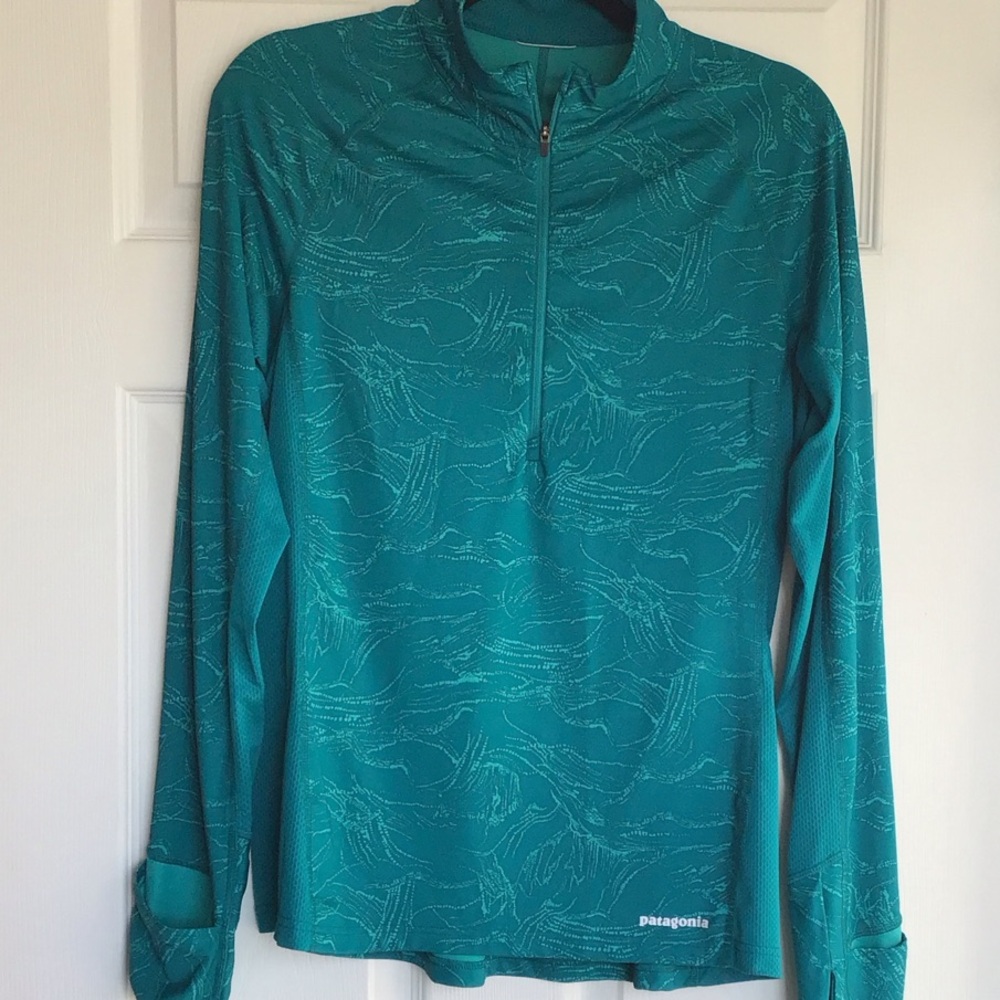 Patagonia Teal Patterned Half-Zip Pullover